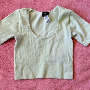Light Green Ribbed Cropped Top